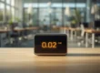Come si misura la qualità dell'aria indoor: monitor CO2 professionale su una scrivania in ufficio