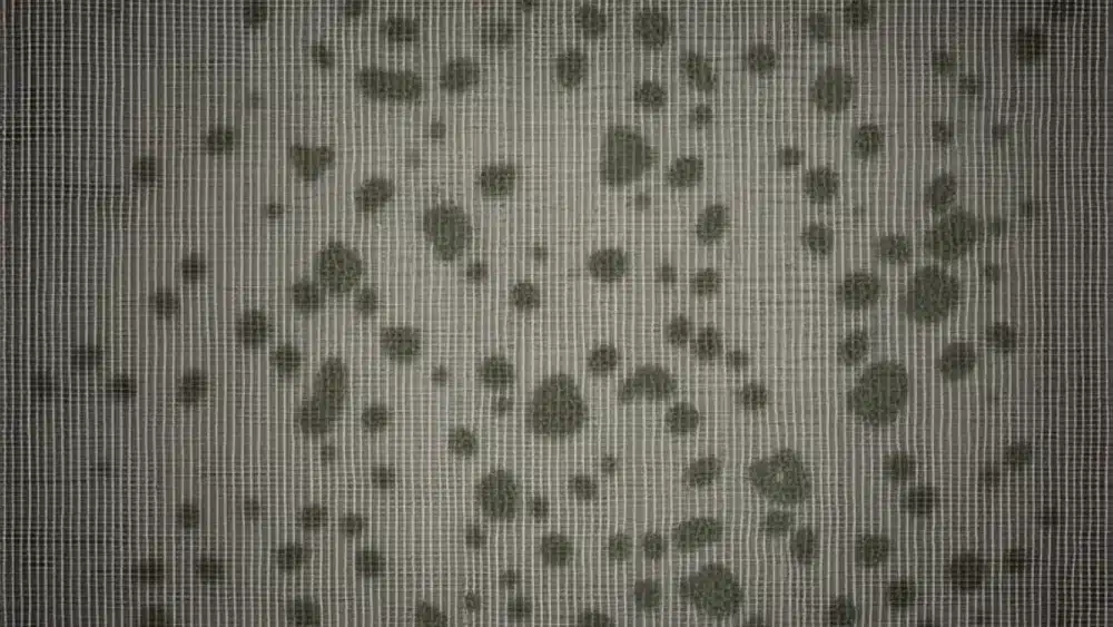 Filtro di un fan-coil con macchie di muffa dopo la chiusura invernale di un hotel