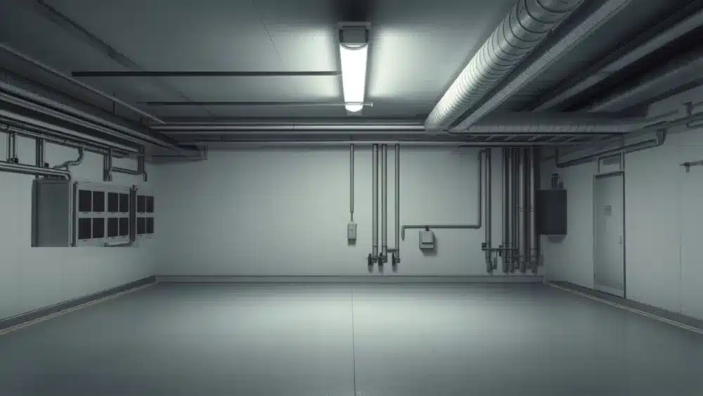 Locale tecnico con impianto centralizzato condominiale e quadro elettrico
