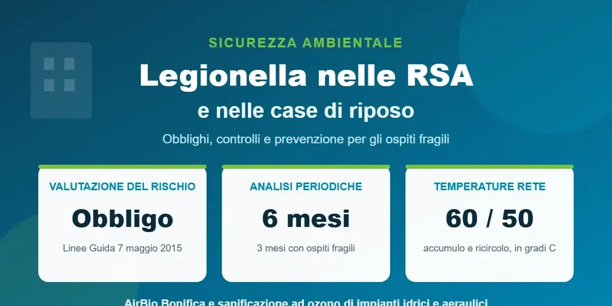Legionella RSA e case di riposo: obblighi e controlli Legionella RSA: obblighi e controlli nelle case di riposo