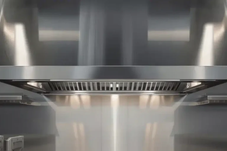 Ogni quanto pulire i canali di estrazione di un ristorante: cappa in acciaio inox in cucina professionale
