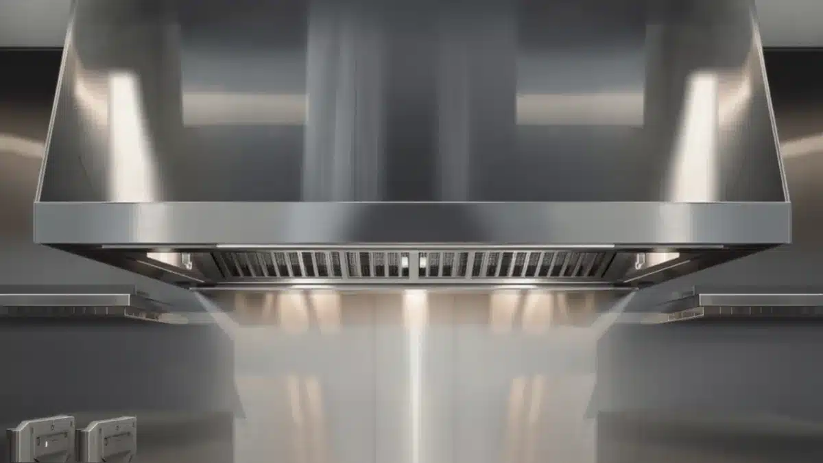 Ogni quanto pulire i canali di estrazione di un ristorante: cappa in acciaio inox in cucina professionale