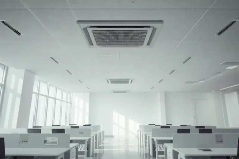 Ogni quanto pulire l’impianto di climatizzazione di un ufficio: open space con climatizzatore a cassetta a soffitto