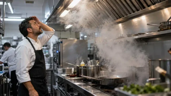 Fumo che ristagna sotto la cappa di un ristorante che non aspira più correttamente