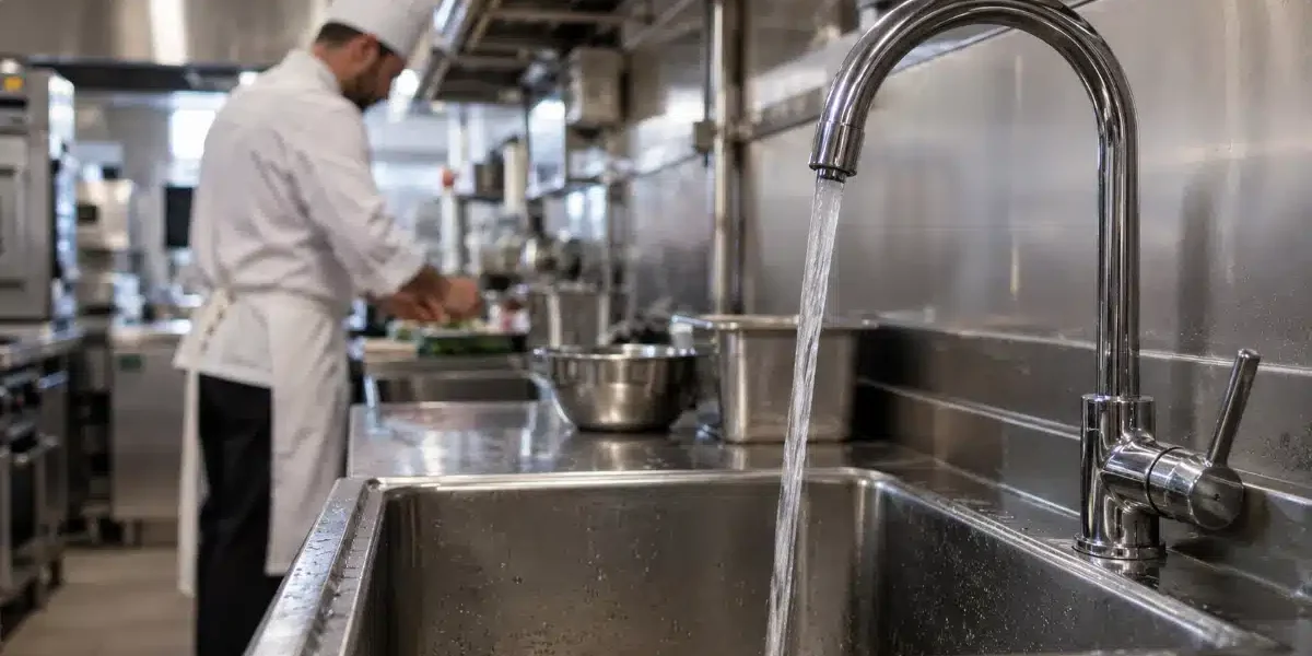 Legionella ristorazione cucina professionale Rubinetto di una cucina professionale dove si valuta il rischio legionella nella ristorazione