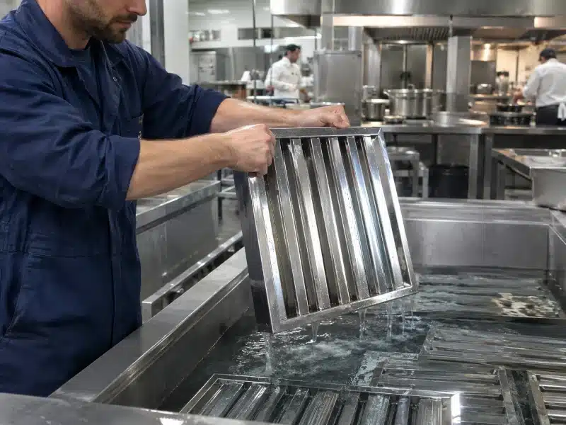 Sgrassaggio di filtri e cappa con vapore in un ristorante di Bergamo – AirBio