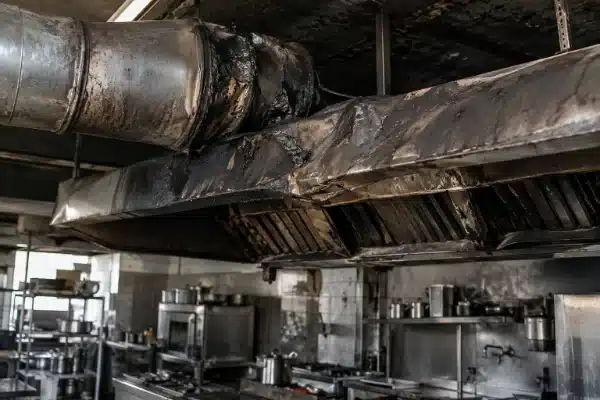 Condotta annerita e deformata da un principio d’incendio partito dal grasso – AirBio
