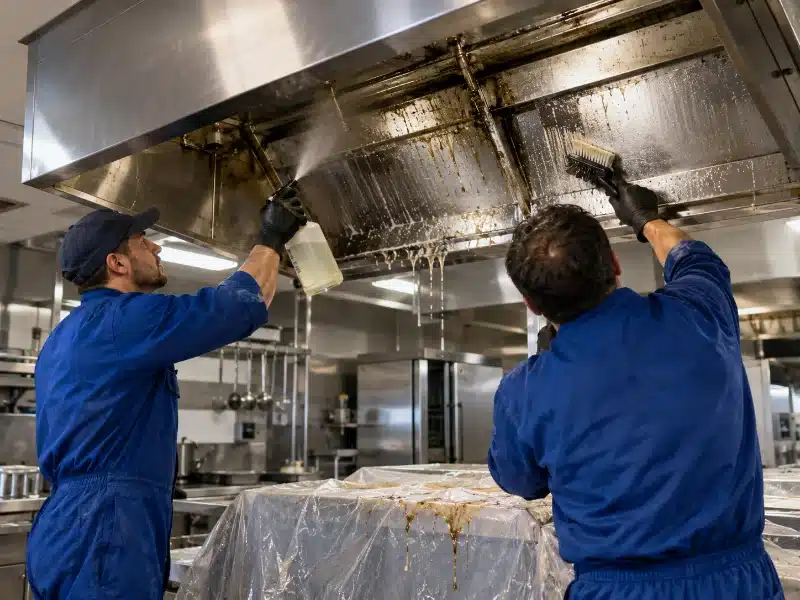 Sgrassaggio di filtri e cappa con vapore in un ristorante di Parma – AirBio