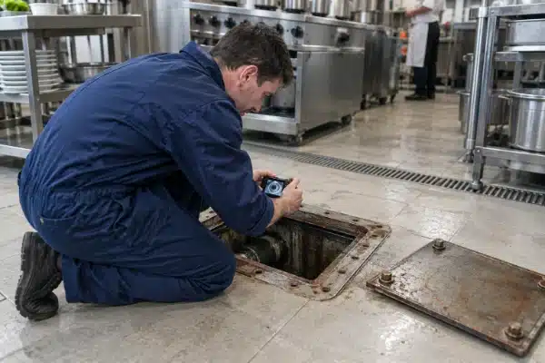 Tecnico che documenta con foto lo stato interno della condotta prima dell’intervento – AirBio