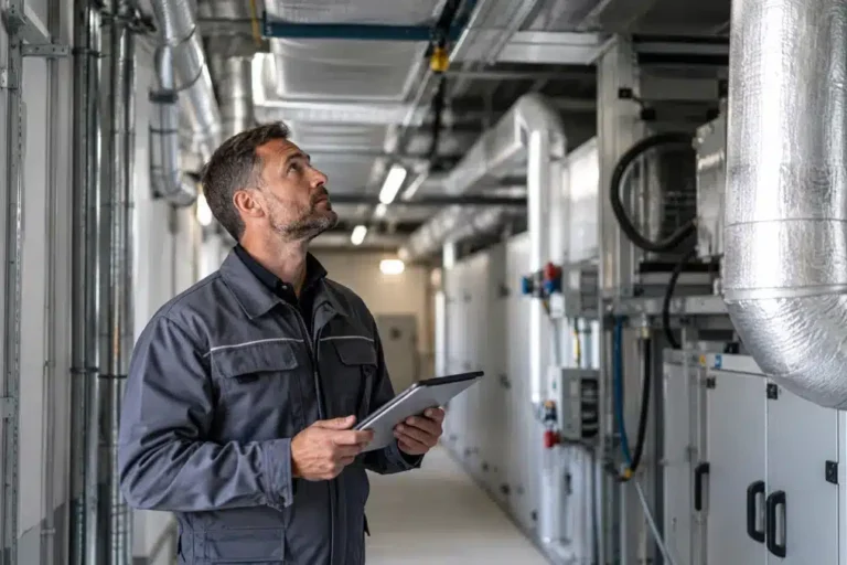 Tecnico controlla certificato di sanificazione condotte aria